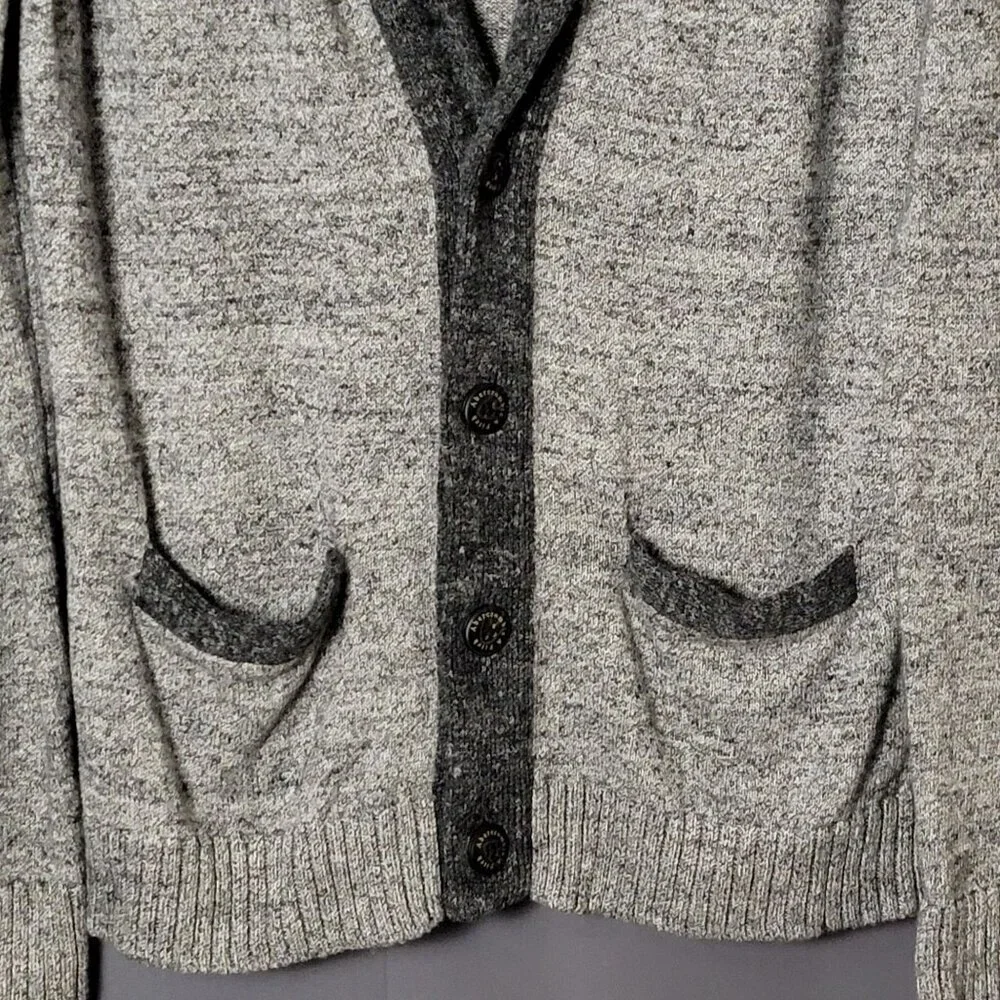 Abercrombie & Fitch Mens Gray Shawl Collar Preppy Cardigan Sweater Small